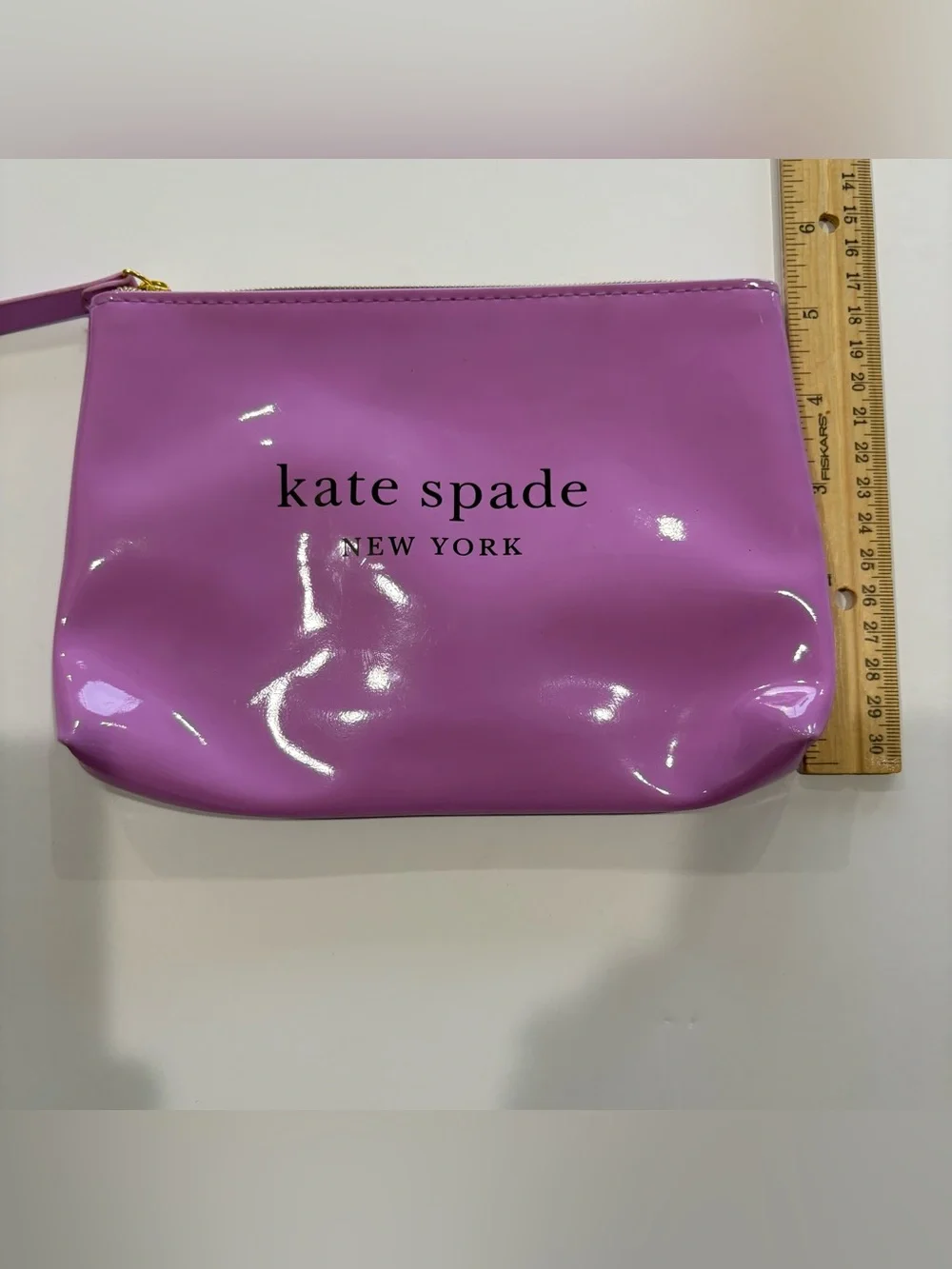 Kate Spade New York Purple Patent Cosmetic Makeup Bag Zip Pouch Travel Case